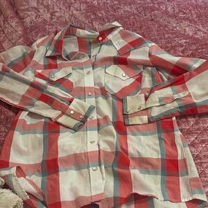 Wrangler Button Down Shirt in Red and Gray Plaid